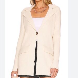 Free People Sarah Sweater Blazer in a cream/ivory color.